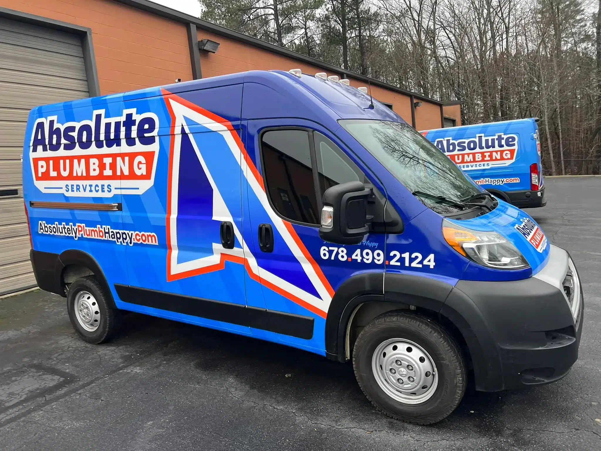 Absolute Plumbing Services van parked outside in Acworth, GA